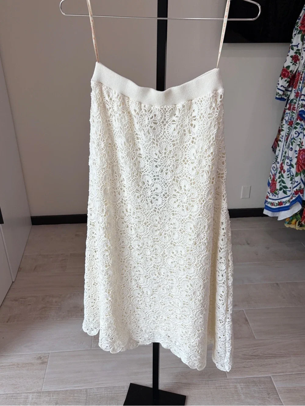Farm Rio Off-White Flower Crochet Skirt